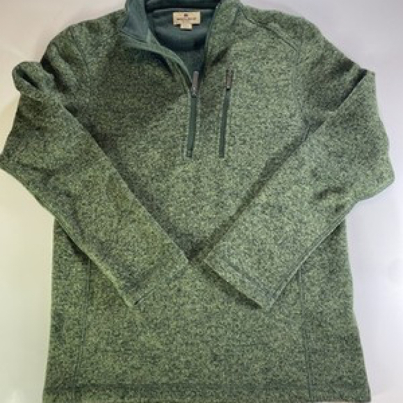 Woolrich 1/4 Zip Angler Fleece Pullover Sweater Green Mens M Jacket - Picture 1 of 6